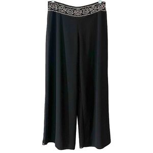 NWT J.R. Nites By Caliendo Wide Leg Beaded Black Mid Rise Pants Size 10 Vintage